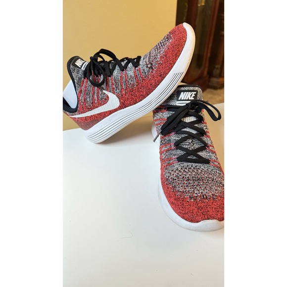 Nike Men Shoes Lunarepic Flyknit Size 8.5M Athletic Running‎ Sneakers Red Gray main image 11